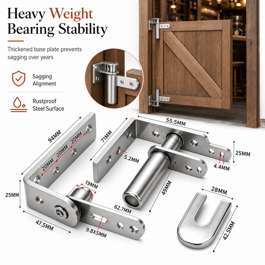Stainless Steel Double Acting Closing Hinge Set for Saloon Cafe and Bar Doors