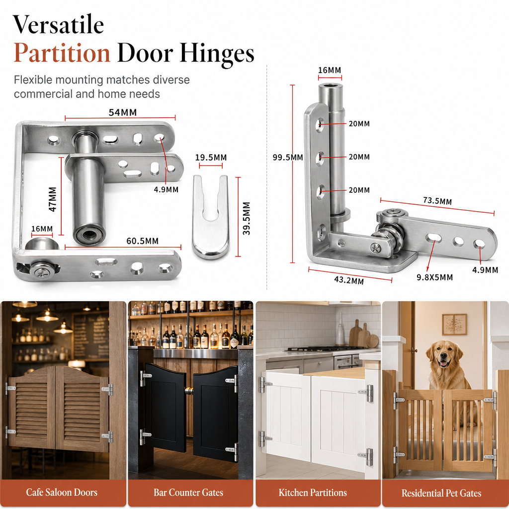 Stainless Steel Double Acting Closing Hinge Set for Saloon Cafe and Bar Doors