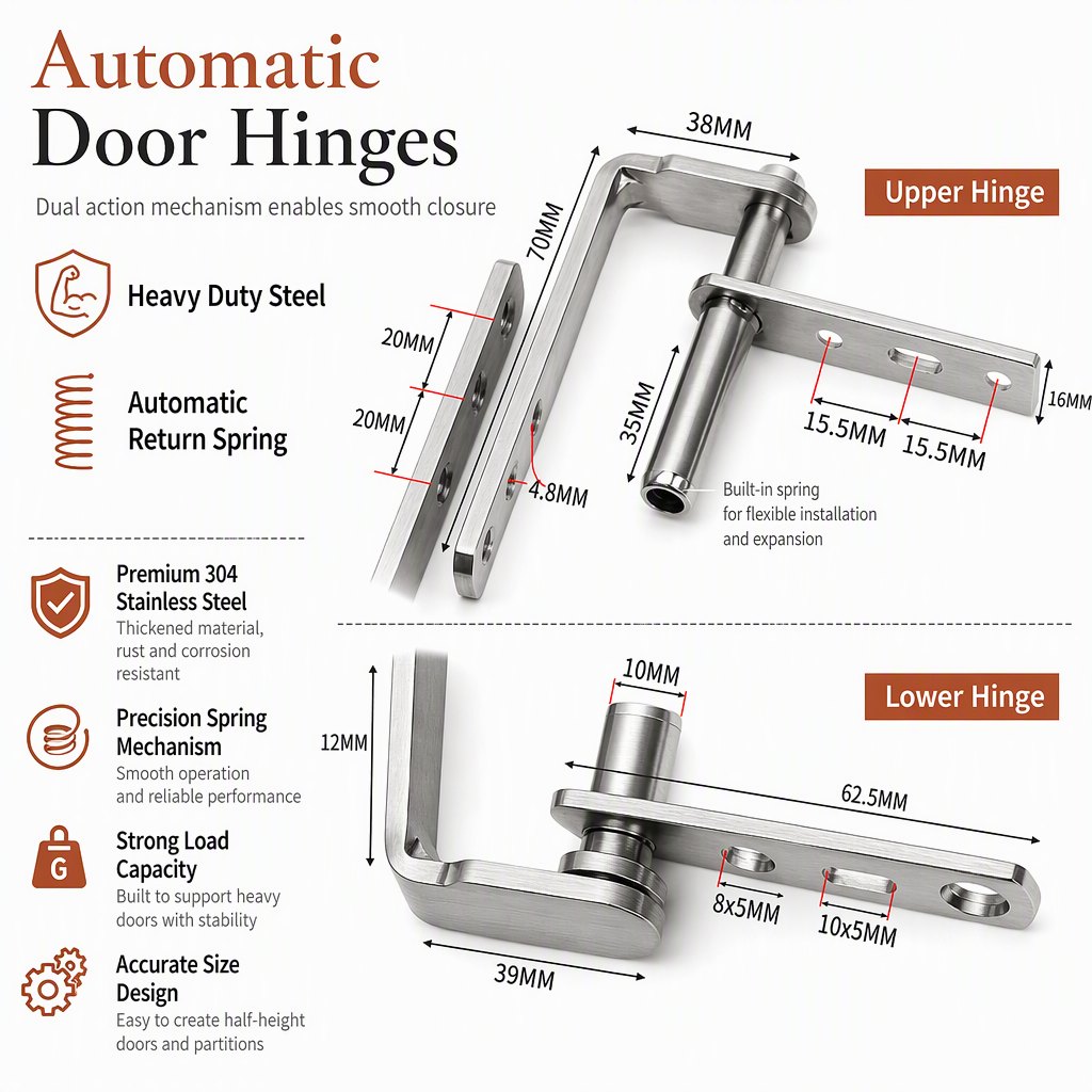 Stainless Steel Double Acting Closing Hinge Set for Saloon Cafe and Bar Doors