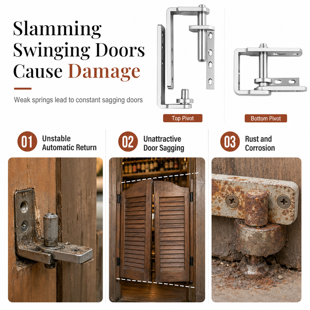 Stainless Steel Double Acting Closing Hinge Set for Saloon Cafe and Bar Doors