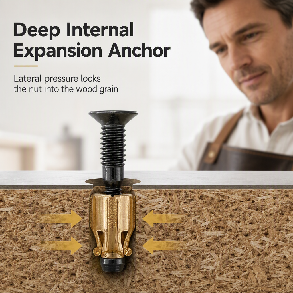 Cabinet Door Hinge Base Pre Embedded Expansion Nut and Bolt Screw Set for Furniture Hardware