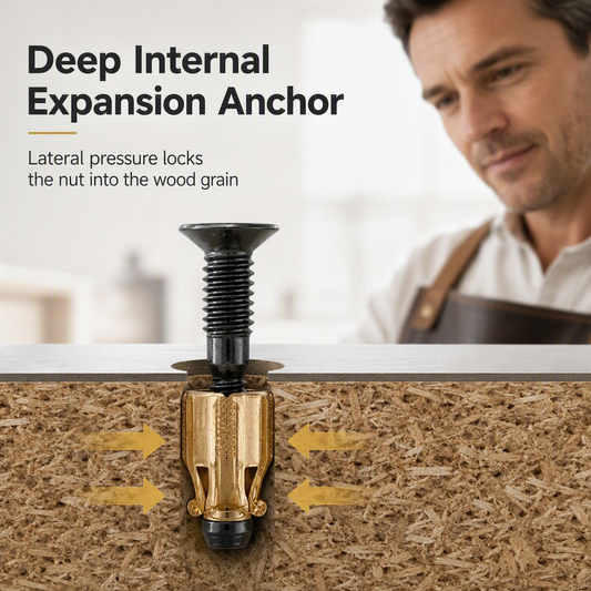 Cabinet Door Hinge Base Pre Embedded Expansion Nut and Bolt Screw Set for Furniture Hardware