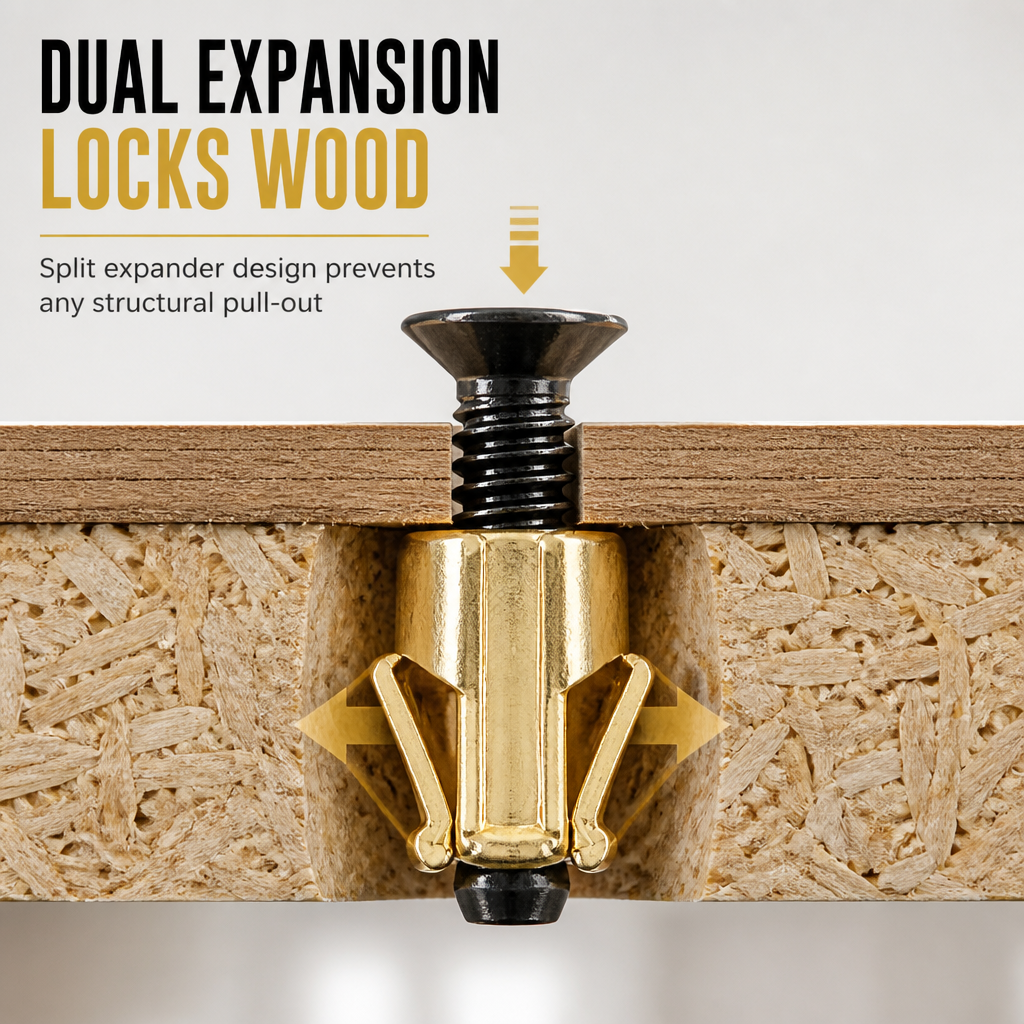 Cabinet Door Hinge Base Pre Embedded Expansion Nut and Bolt Screw Set for Furniture Hardware