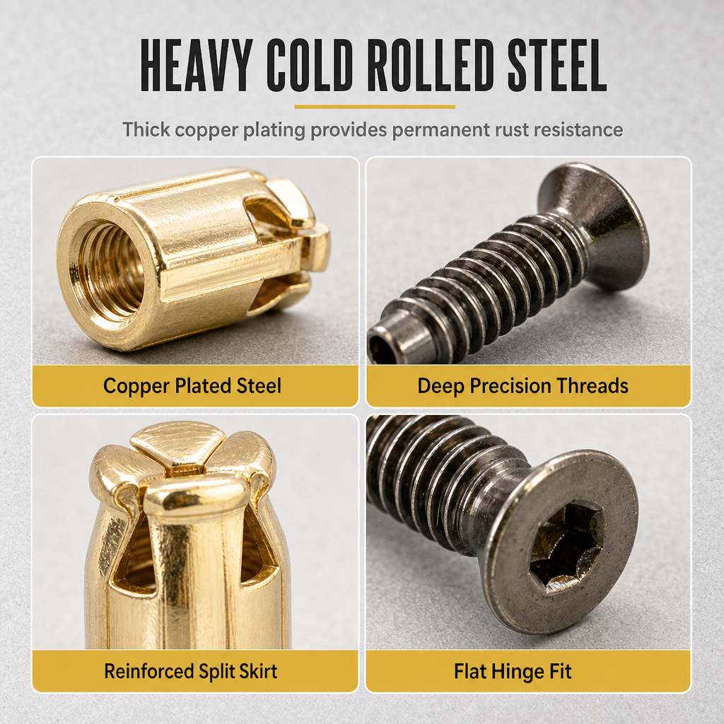 Cabinet Door Hinge Base Pre Embedded Expansion Nut and Bolt Screw Set for Furniture Hardware