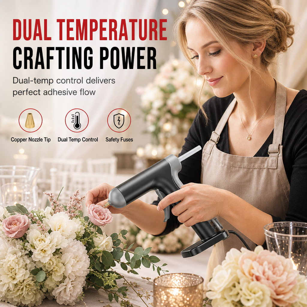 ⏳Limited-time 50% off⏰Cordless Hot Melt Glue Gun Set with 2000mAh Rechargeable Battery and Copper Nozzle Includes 10 Glue Sticks for DIY Crafts and Home Use