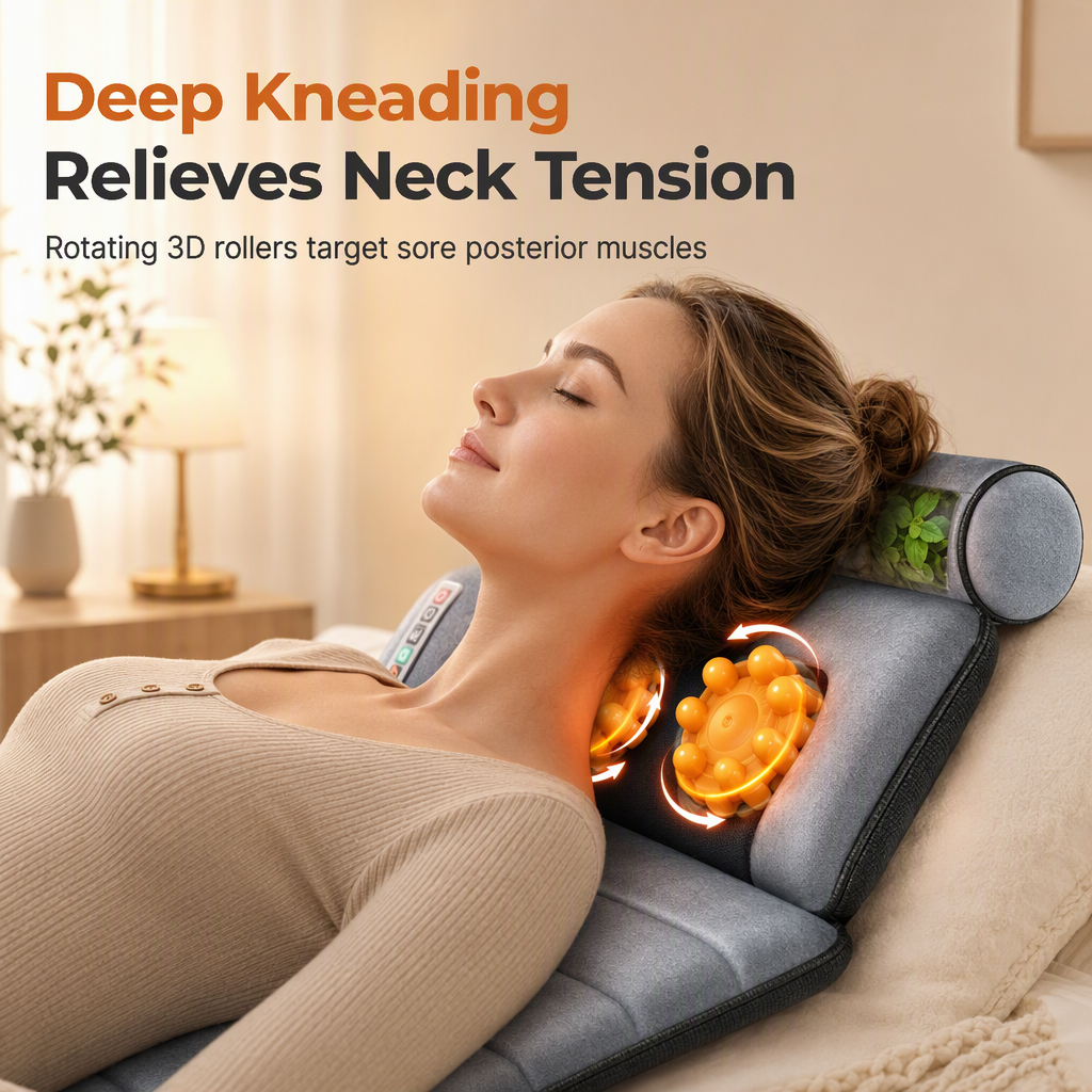 ⏳Time-Limited Special⏰Electric Folding Massage Mattress Pad with Neck Rollers Vibration Heating and Leg Kneading for Full Body Relaxation