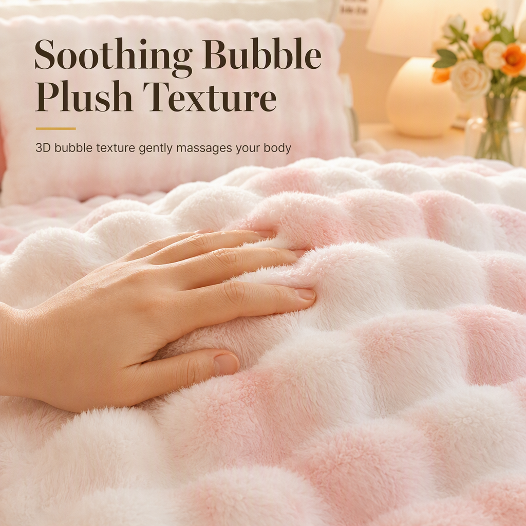 📢📢50% OFF !!🛏Soft Rabbit Plush and Milk Velvet Fitted Sheet Mattress Cover Dustproof Mattress Protector