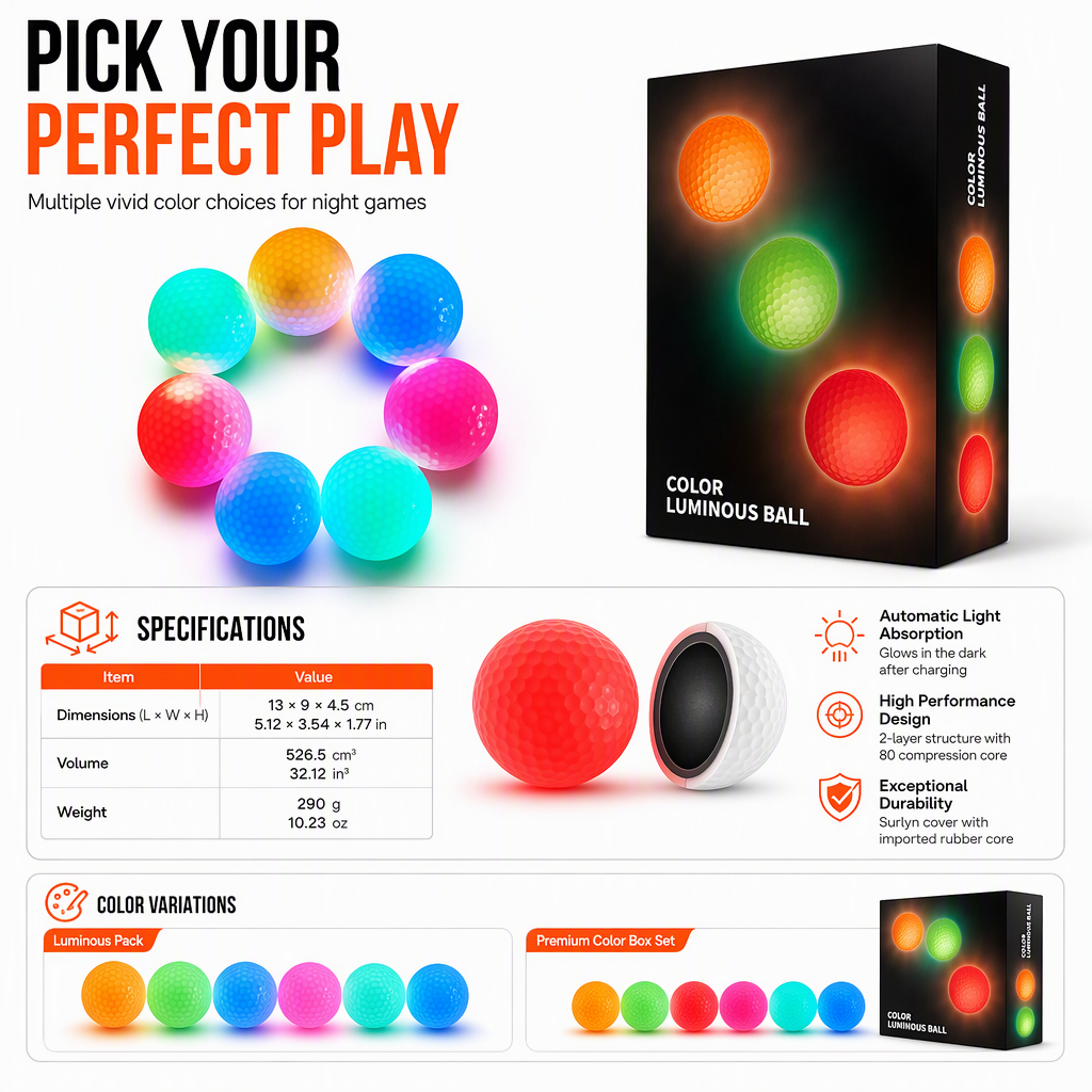 Light Up LED Golf Balls Glowing Flashing Golf Balls for Night Play