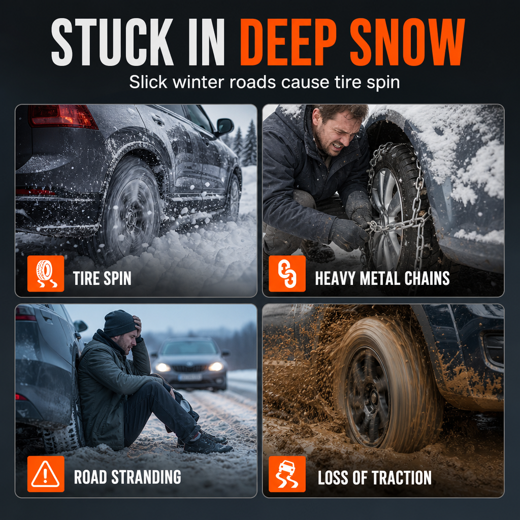 Universal Car Snow Chains Thickened Anti-Slip Tire Cable Ties for SUVs Sedans and Winter Driving