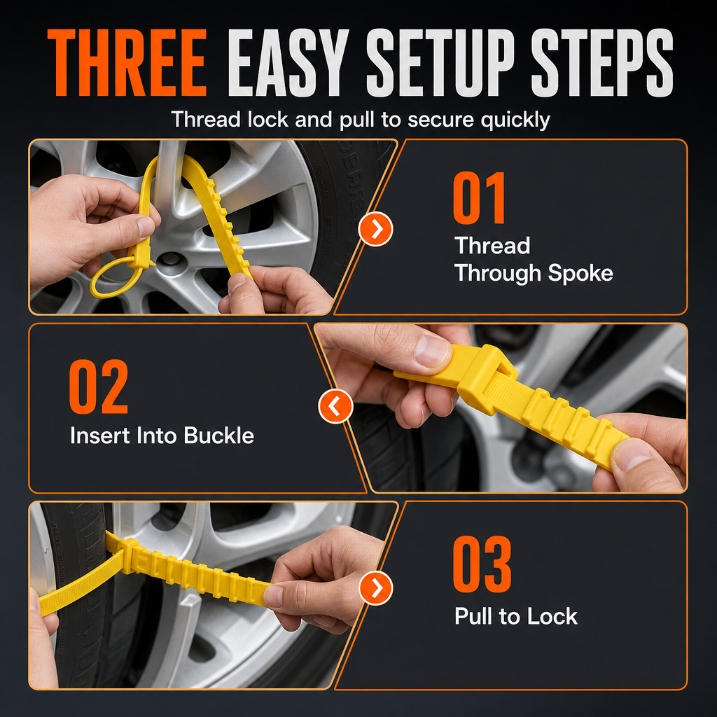 Universal Car Snow Chains Thickened Anti-Slip Tire Cable Ties for SUVs Sedans and Winter Driving