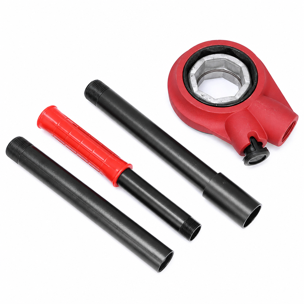 Manual Pipe Threading Tool Kit with Ratchet Handle and Die Heads