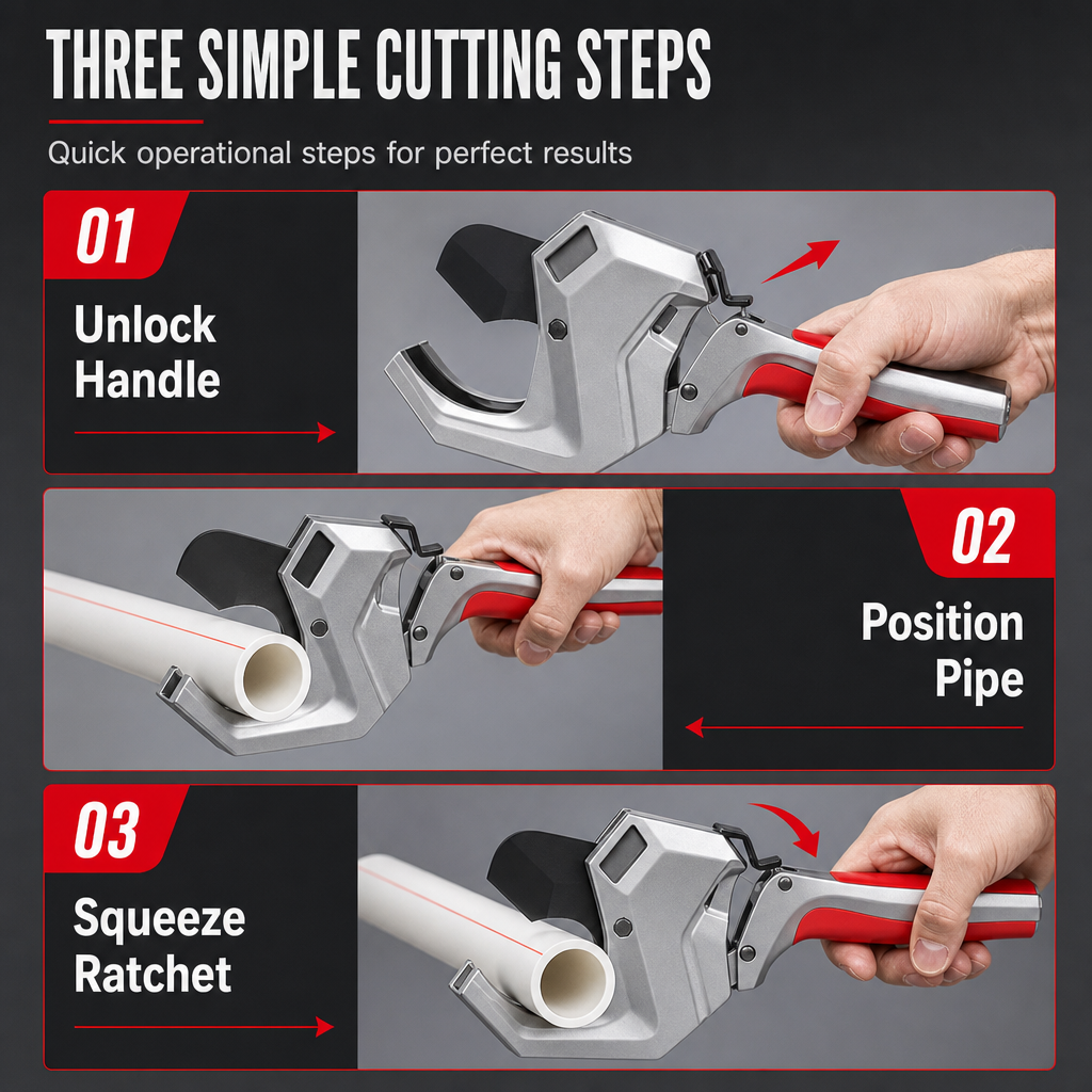 Heavy Duty PPR and PVC Pipe Cutter with SK5 Teflon Blade Labor Saving Hand Cutting Tool for Plastic Water Pipes