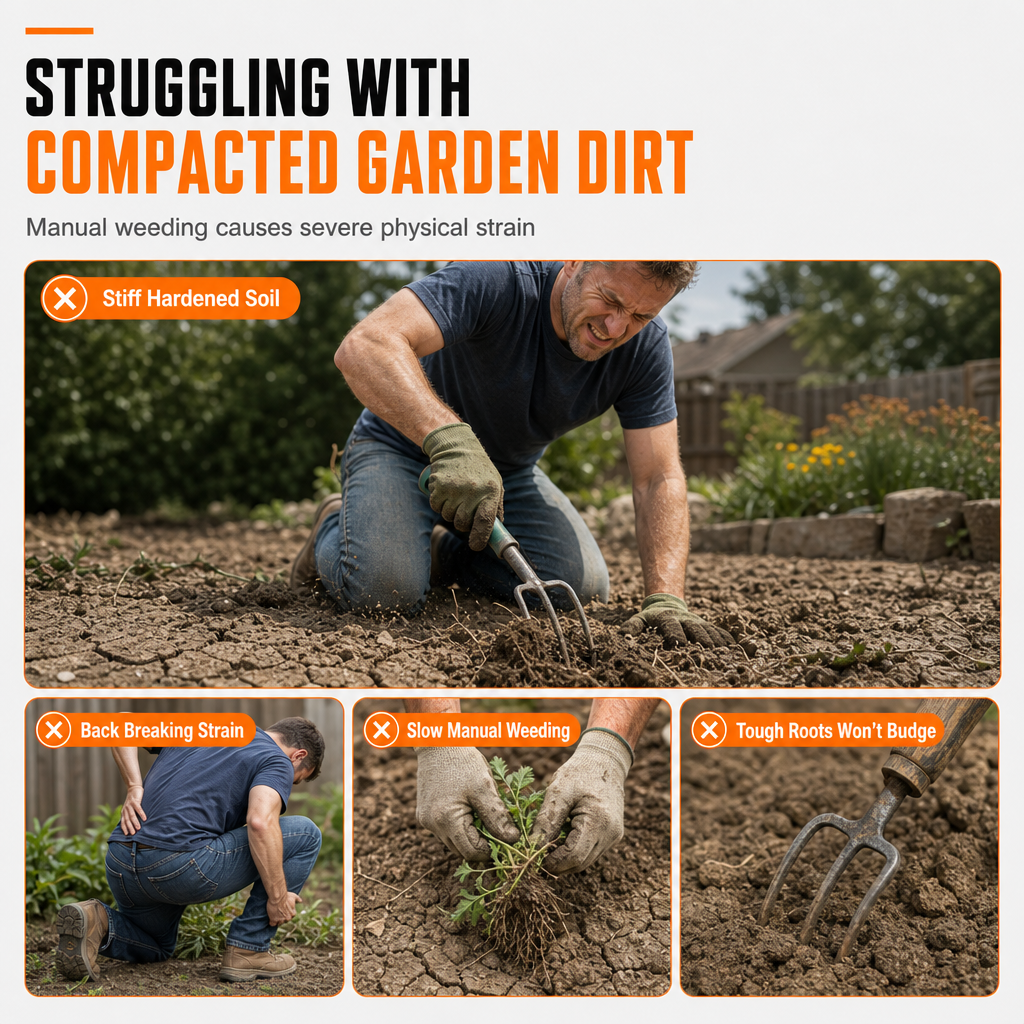 Cordless Handheld Mini Tiller Cultivator 21V Lithium Battery Powered Portable Garden Soil Loosener and Weeder for Home Yard
