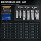 9 Piece Flare Nut Socket Set Slotted Oxygen Sensor Wrench and Diesel Injector Line Socket Auto Repair Tool Kit with Storage Case