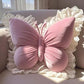 Elegant Butterfly-Shaped Throw Pillow with Lace Trim