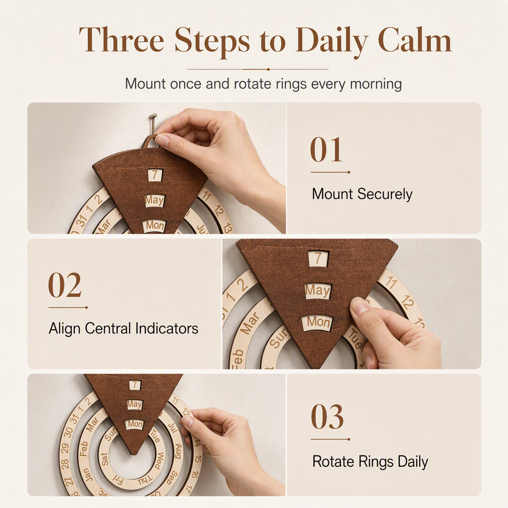 🎁2026 New Arrivals 50% OFF💥Circular Wooden Rotating Perpetual Calendar – Artistic, Interactive, Timeless ✨
