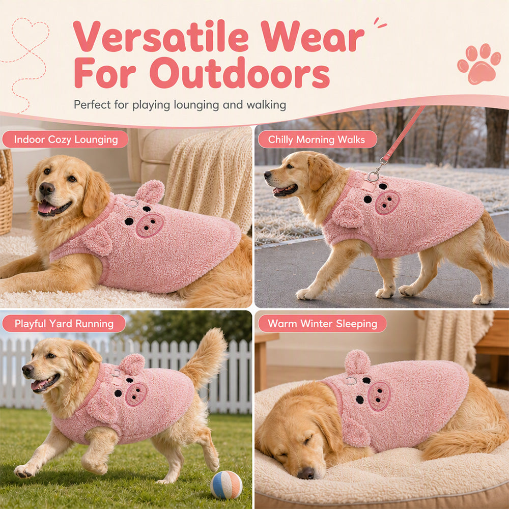 🐾 LIMITED-TIME 50% OFF! 🧶 Fleece Lined Pet Cartoon Vest – Warm, Leash Ring, Soft ✨