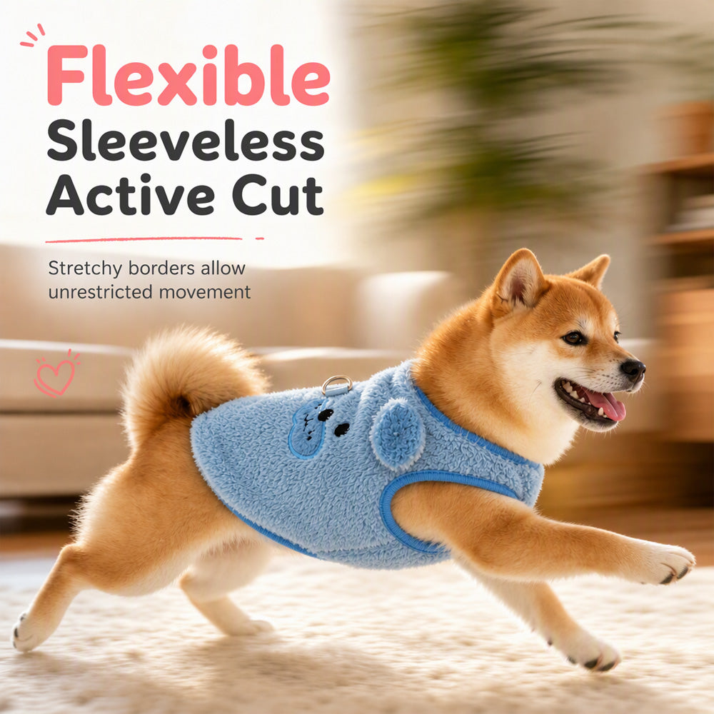 🐾 LIMITED-TIME 50% OFF! 🧶 Fleece Lined Pet Cartoon Vest – Warm, Leash Ring, Soft ✨