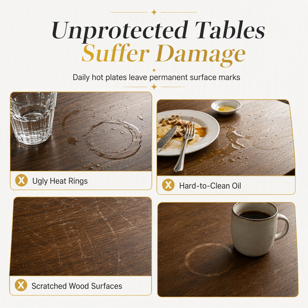 🍽️🔥Nordic‑Style Metallic‑Gilded Hollow‑Peony PVC Placemat | Water‑Oil‑Repellent Wipe‑Clean🌸