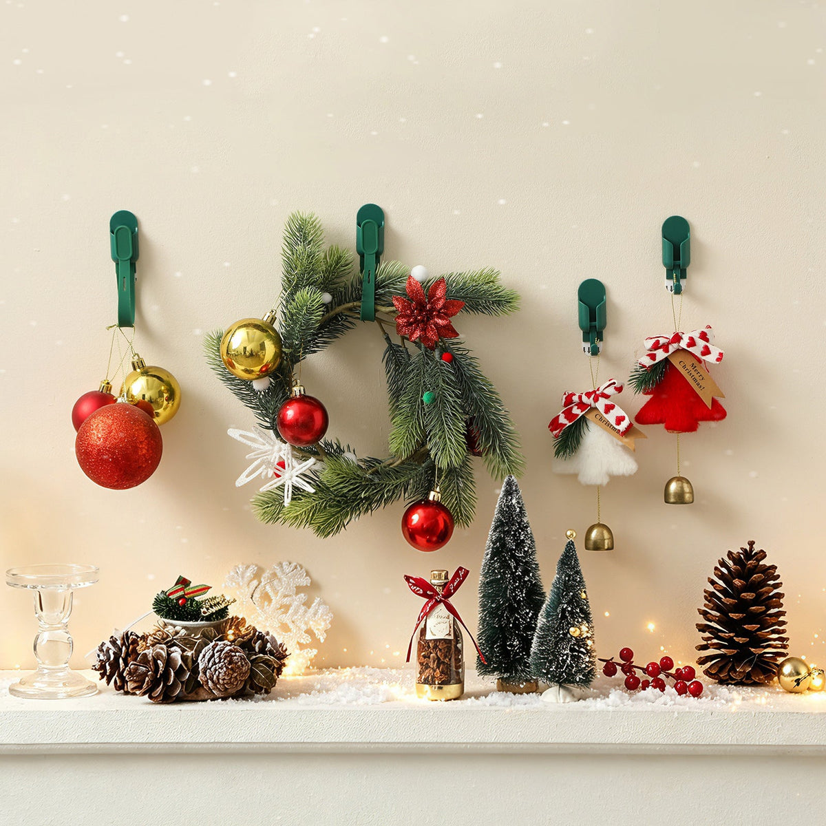 Silicone Christmas Wreath Ties and Hooks
