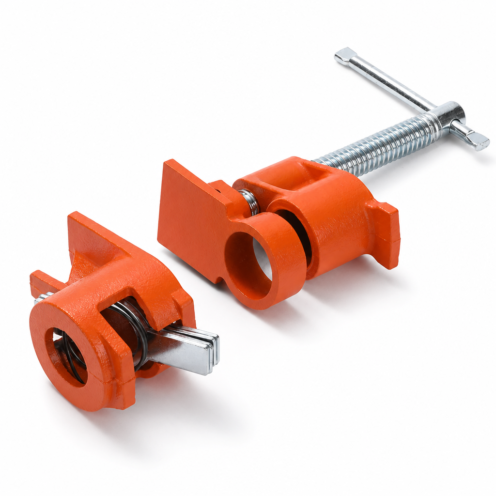 Heavy Duty Woodworking Pipe Clamp Fixture for 1/2 Inch and 3/4 Inch Pipes Steel Pipe Clamp Tool for Wood Gluing and Clamping