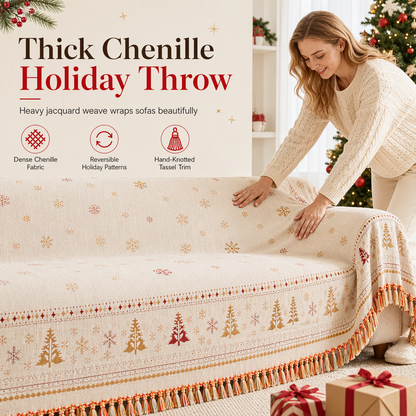 Thickened Christmas Style Chenille Sofa Cover Full Coverage Cat Scratch Resistant and Stain Resistant Couch Slipcover