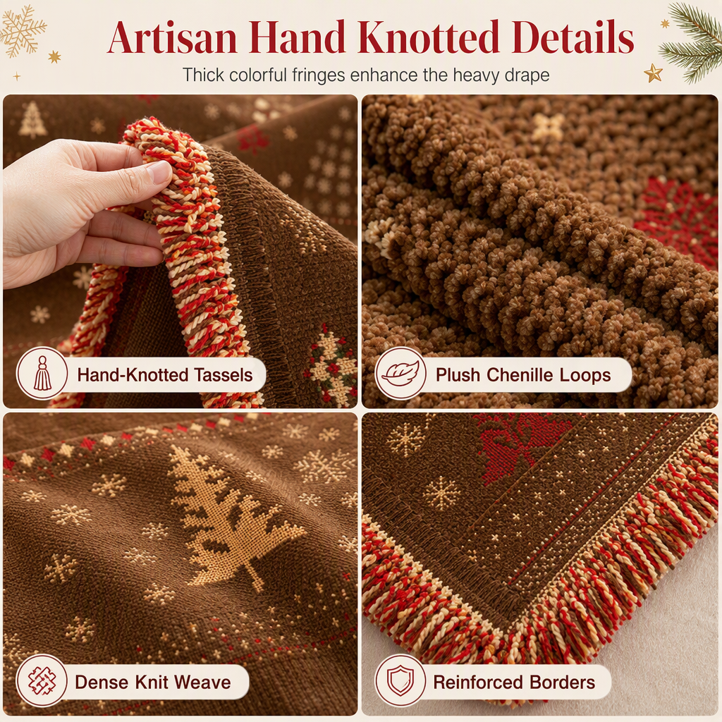 Thickened Christmas Style Chenille Sofa Cover Full Coverage Cat Scratch Resistant and Stain Resistant Couch Slipcover