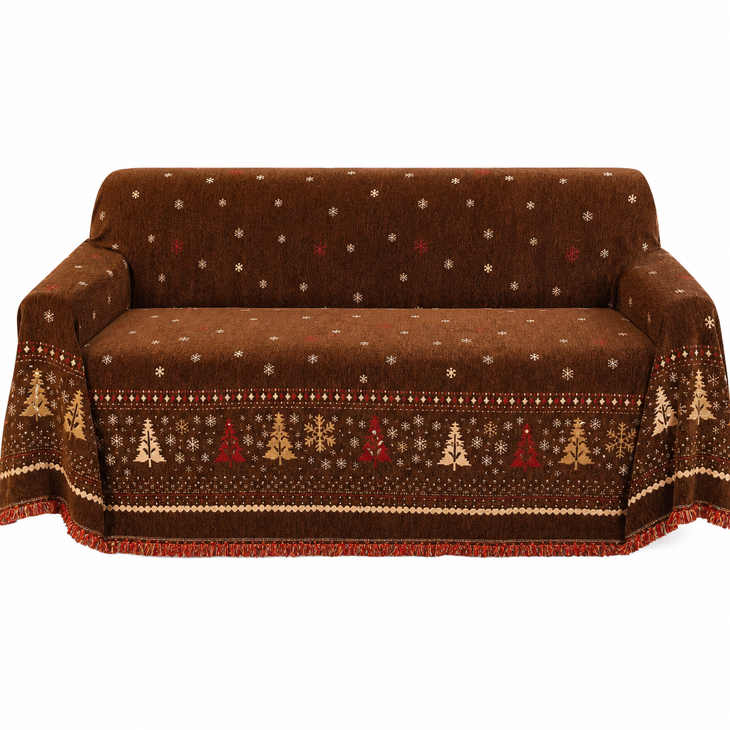 Thickened Christmas Style Chenille Sofa Cover Full Coverage Cat Scratch Resistant and Stain Resistant Couch Slipcover