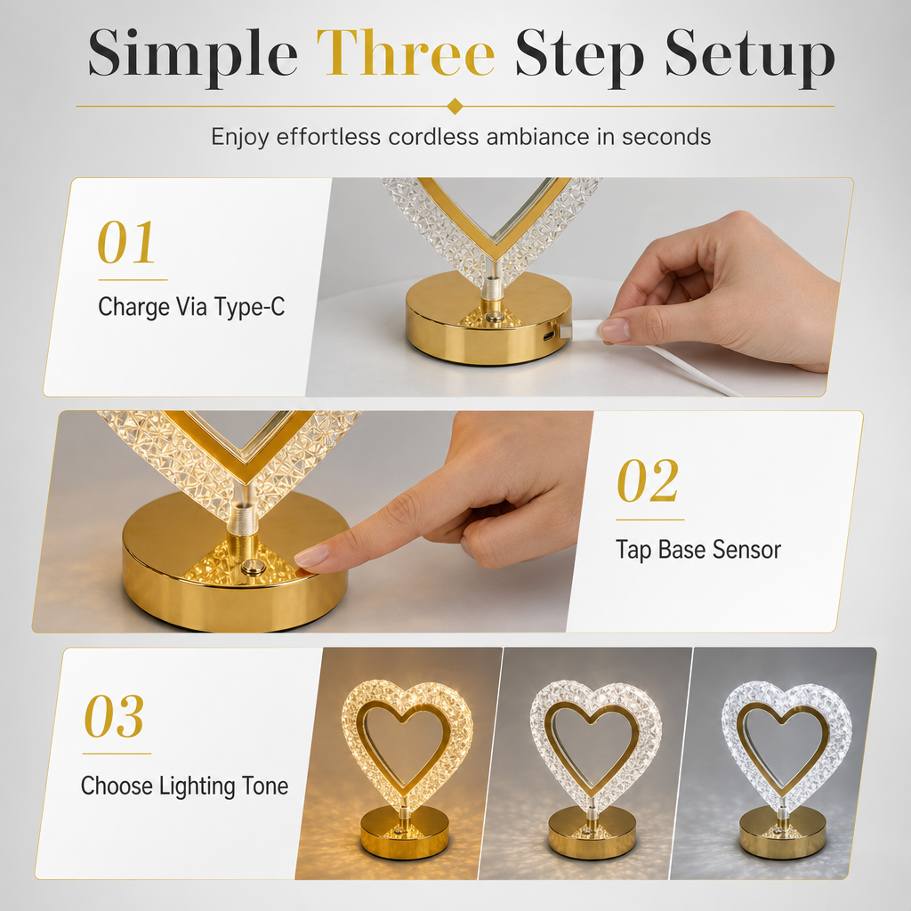 Rechargeable Touch Control Night Light 3 Color Stepless Dimmable Bedside Atmosphere Lamp for Bedroom Creative Birthday Gift