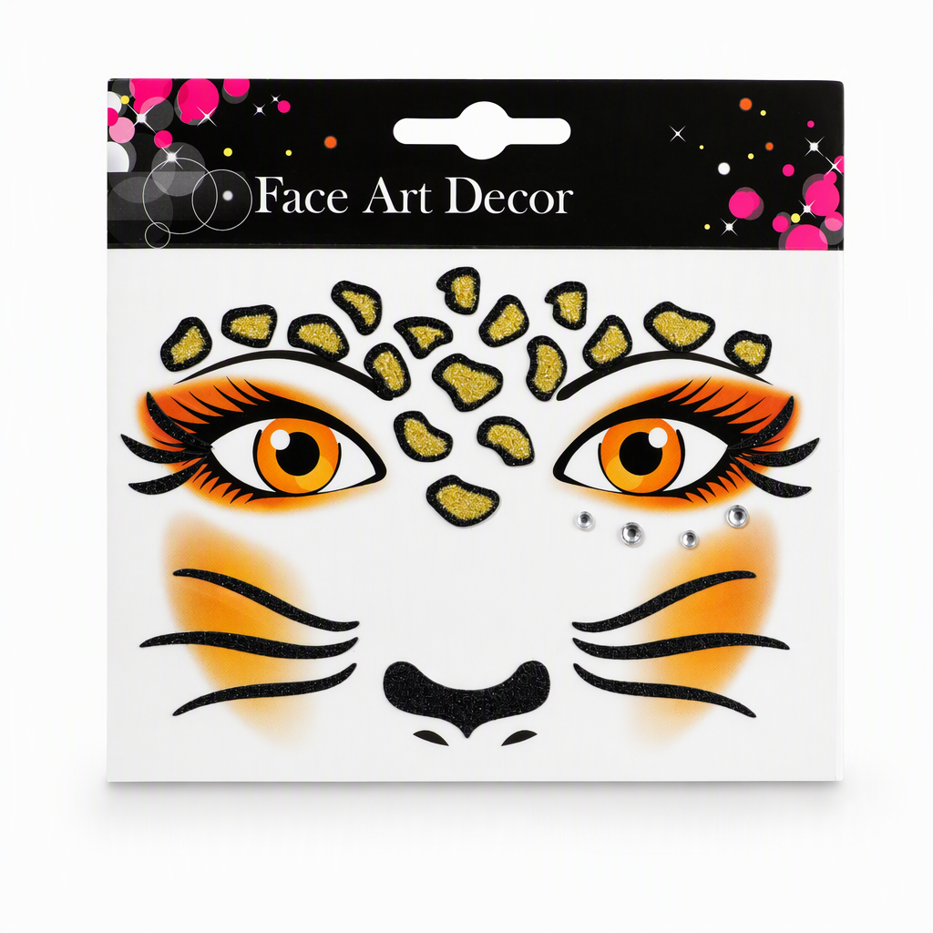 Christmas Holiday Temporary Face Tattoo Stickers for Festive Animal Makeup Decoration Featuring Deer Leopard Print Cat and Fox Designs