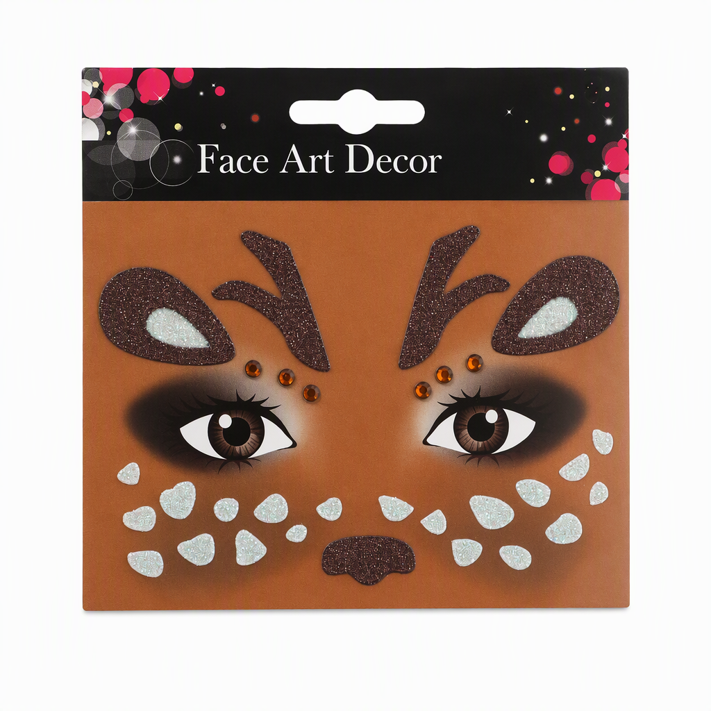 Christmas Holiday Temporary Face Tattoo Stickers for Festive Animal Makeup Decoration Featuring Deer Leopard Print Cat and Fox Designs