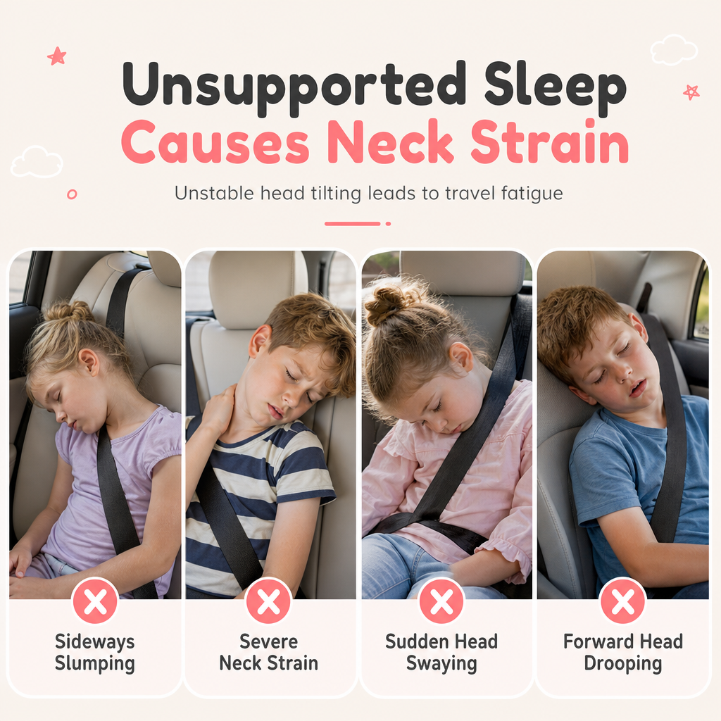 Cartoon Animal Car Sleeping Pillow for Kids and Adults Back Seat Travel Hug Cushion and Seat Belt Neck Protector for Long Distance Rides