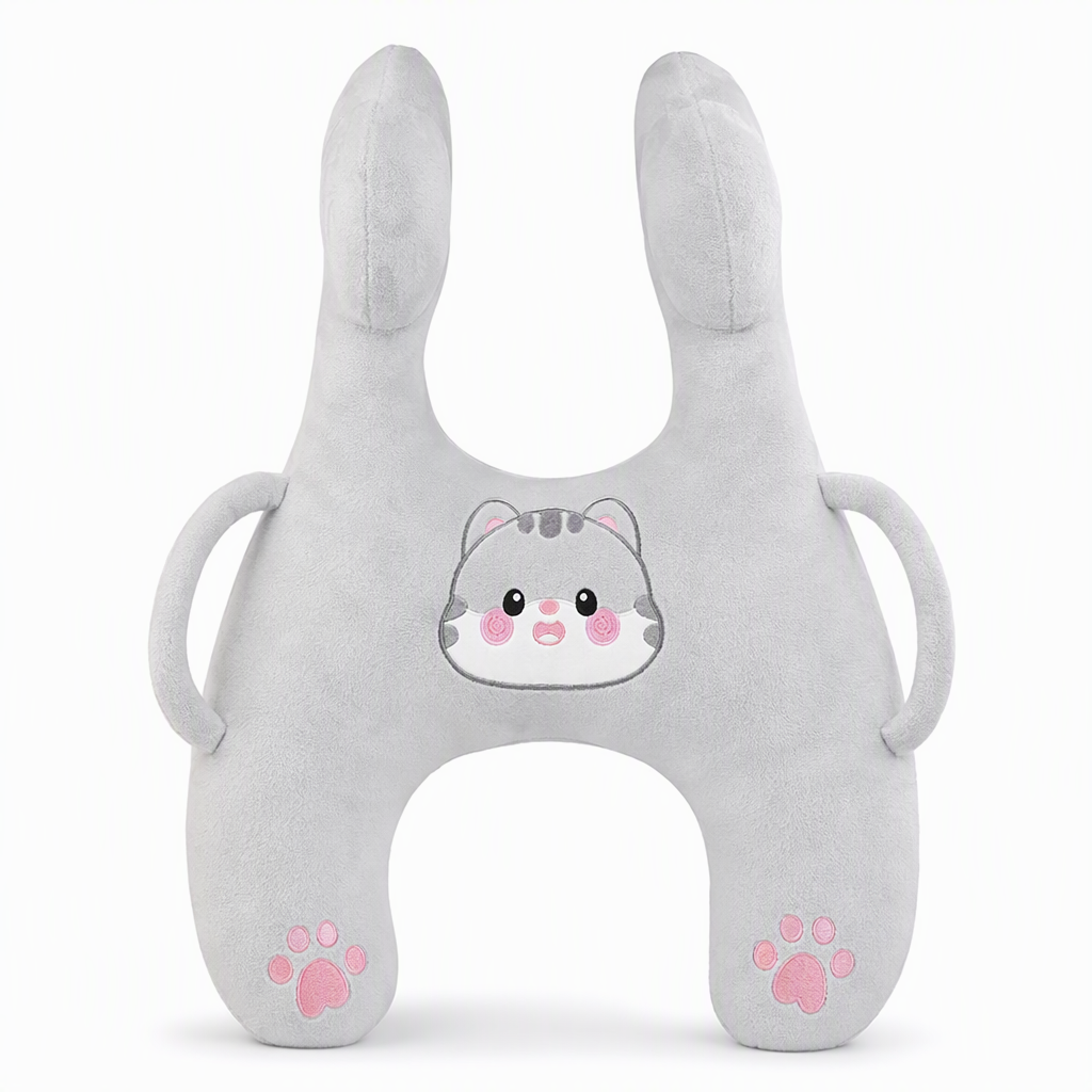 Cartoon Animal Car Sleeping Pillow for Kids and Adults Back Seat Travel Hug Cushion and Seat Belt Neck Protector for Long Distance Rides