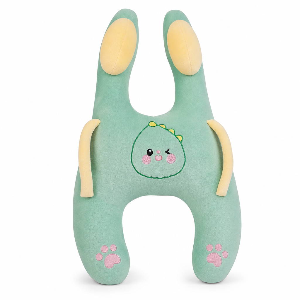 Cartoon Animal Car Sleeping Pillow for Kids and Adults Back Seat Travel Hug Cushion and Seat Belt Neck Protector for Long Distance Rides