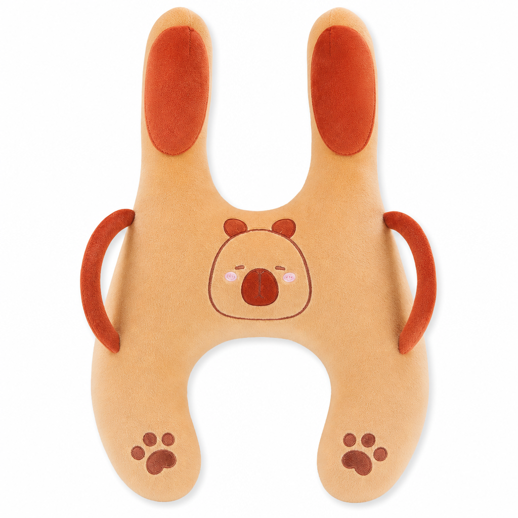 Cartoon Animal Car Sleeping Pillow for Kids and Adults Back Seat Travel Hug Cushion and Seat Belt Neck Protector for Long Distance Rides