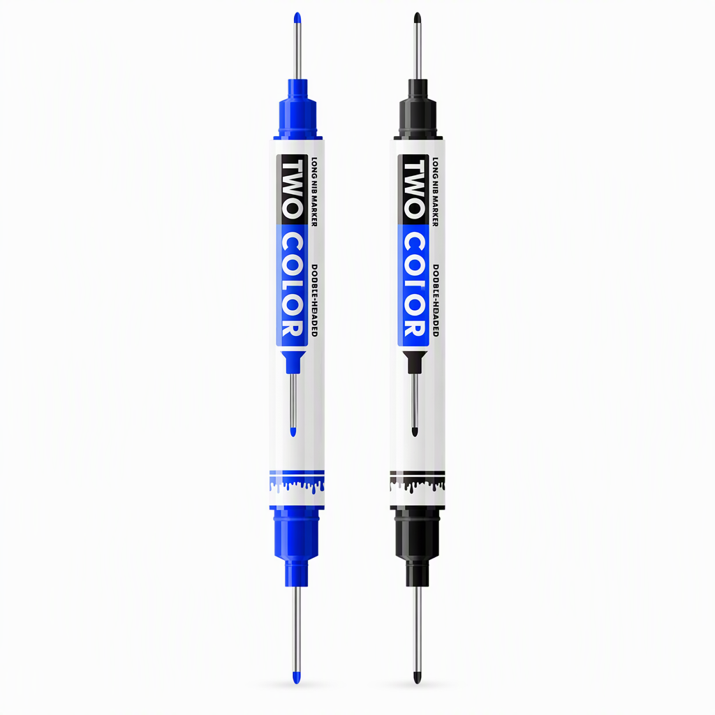 10-Pack Dual Long Head Permanent Marker Pens Waterproof Oil-Based Deep Hole Scribing Markers for Woodworking
