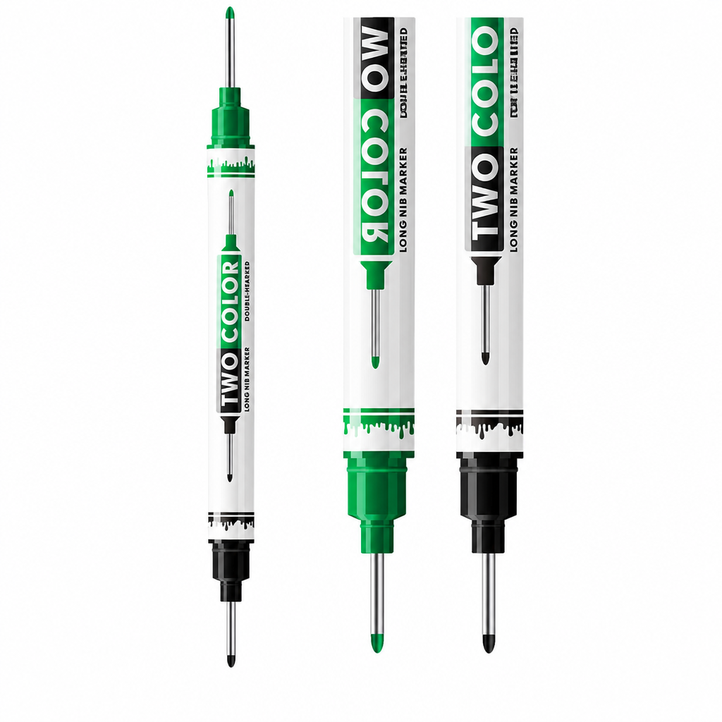 10-Pack Dual Long Head Permanent Marker Pens Waterproof Oil-Based Deep Hole Scribing Markers for Woodworking