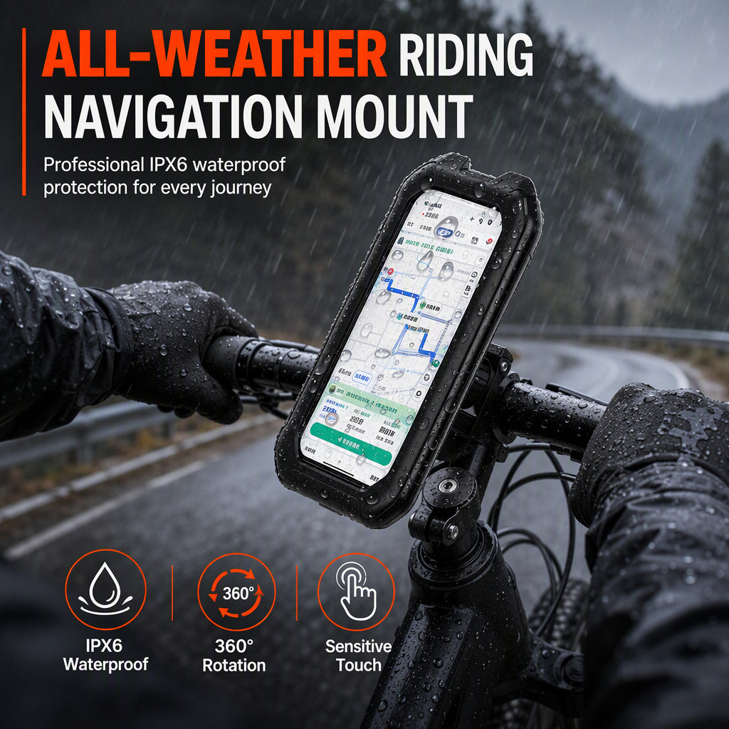 ⏳🔥LIMITED-TIME 50% OFF! ⏰Waterproof Bike & Motorcycle Phone Holder – Touch Screen & 360° Rotation 🚴