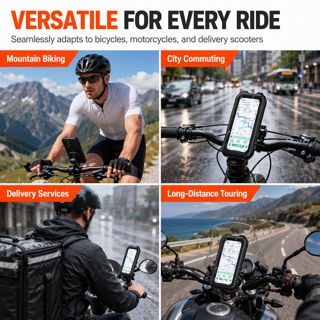 ⏳🔥LIMITED-TIME 50% OFF! ⏰Waterproof Bike & Motorcycle Phone Holder – Touch Screen & 360° Rotation 🚴