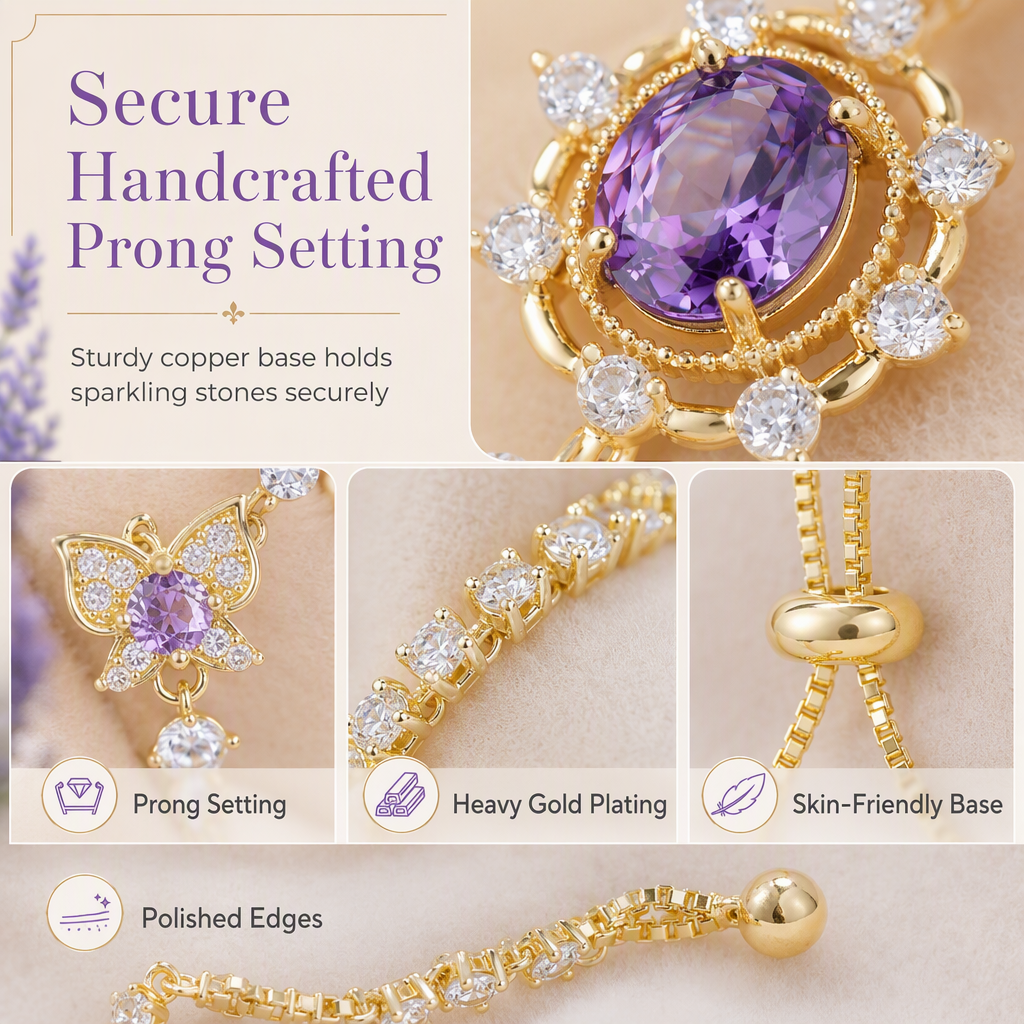⏳🔥LIMITED-TIME 50% OFF! ⏰Lavender Manor Purple Zircon Butterfly Jewelry Set with Adjustable Open Ring and Earrings💜