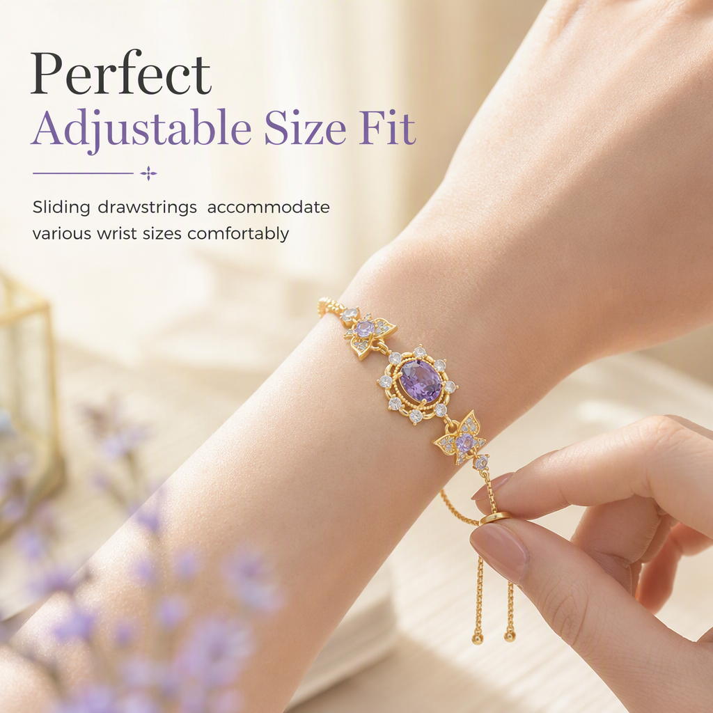 ⏳🔥LIMITED-TIME 50% OFF! ⏰Lavender Manor Purple Zircon Butterfly Jewelry Set with Adjustable Open Ring and Earrings💜