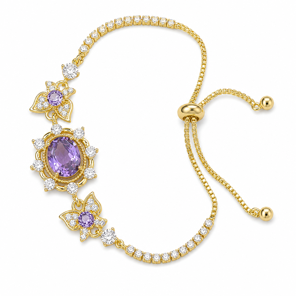⏳🔥LIMITED-TIME 50% OFF! ⏰Lavender Manor Purple Zircon Butterfly Jewelry Set with Adjustable Open Ring and Earrings💜