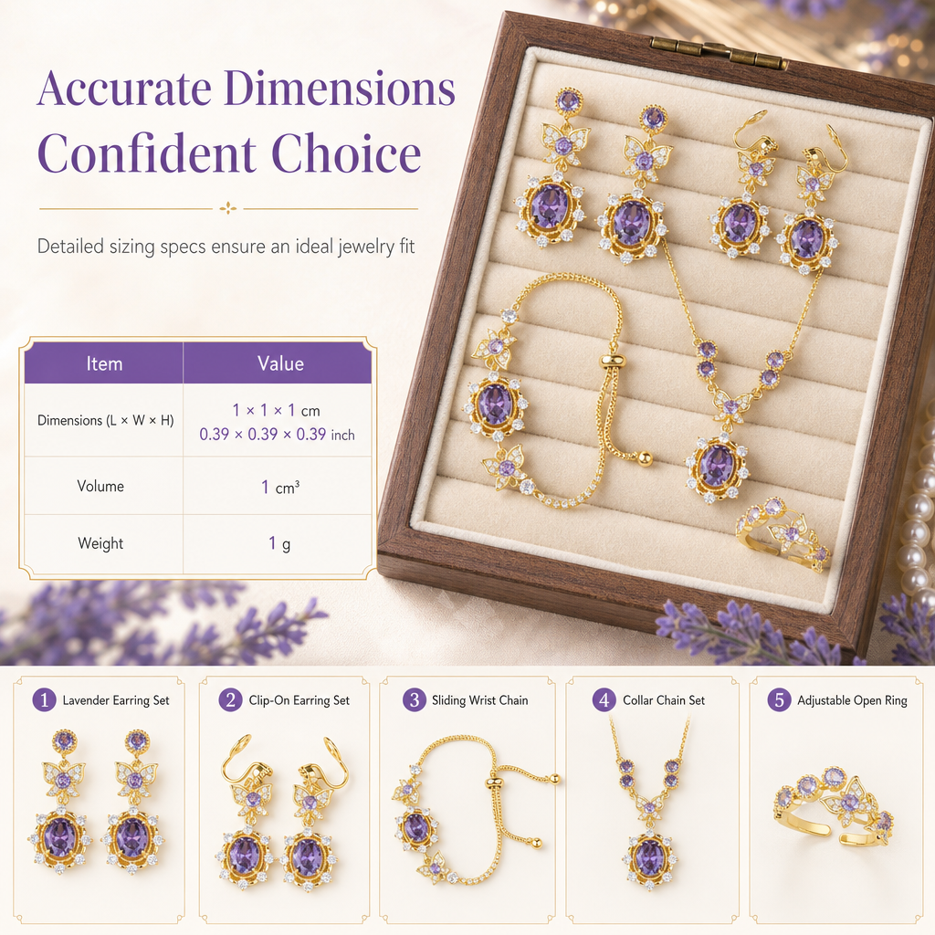 ⏳🔥LIMITED-TIME 50% OFF! ⏰Lavender Manor Purple Zircon Butterfly Jewelry Set with Adjustable Open Ring and Earrings💜