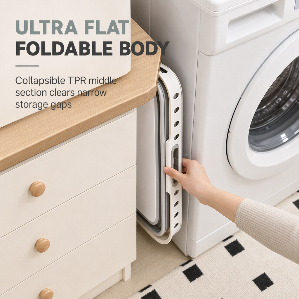 Portable Standing Laundry Basket with Folding Legs and Handles Grey Laundry Hamper for Bathroom
