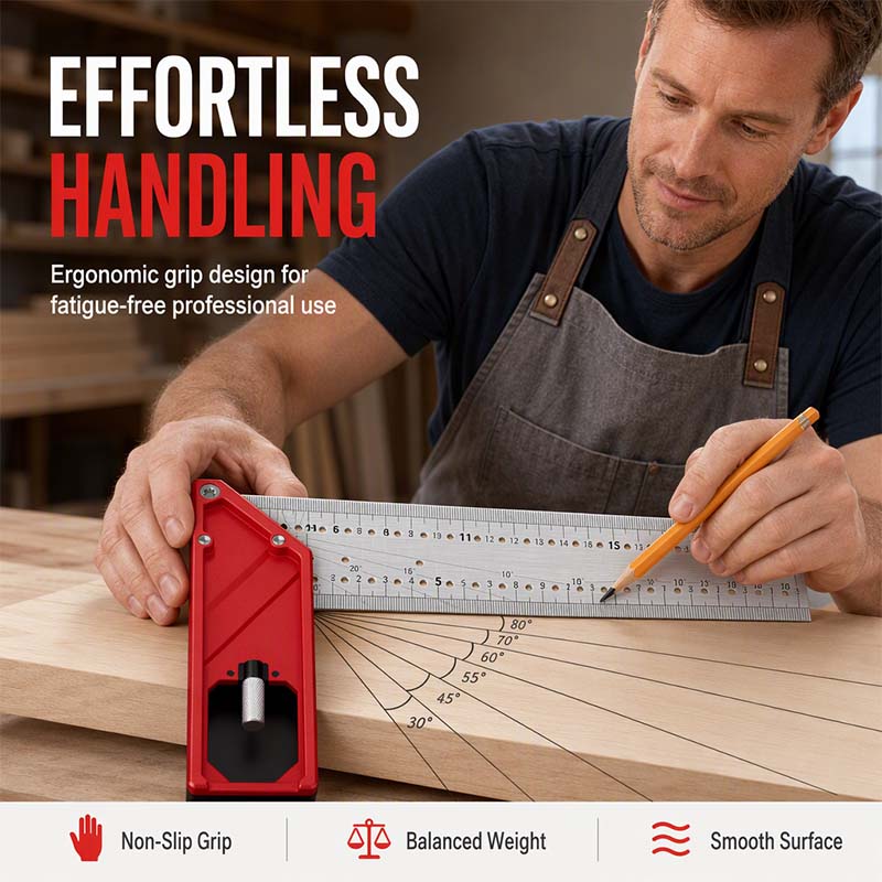 Multi-Functional Woodworking Square Ruler with Aluminum Base
