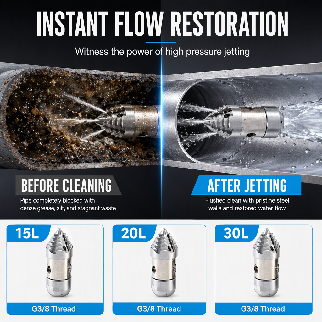 📢📢50% OFF !! ⏰High Pressure Sewer Jetter Nozzle Pagoda Shape Pipe Dredging and Cleaning Nozzle