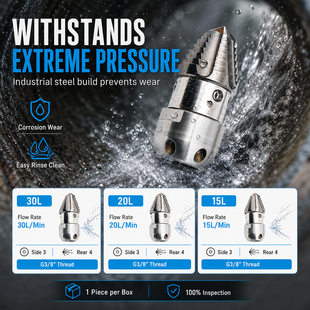📢📢50% OFF !! ⏰High Pressure Sewer Jetter Nozzle Pagoda Shape Pipe Dredging and Cleaning Nozzle
