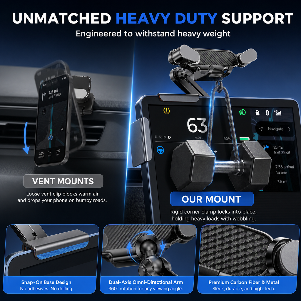 Car Phone Holder Mount with Center Control Screen Base Bracket for New Energy Vehicles