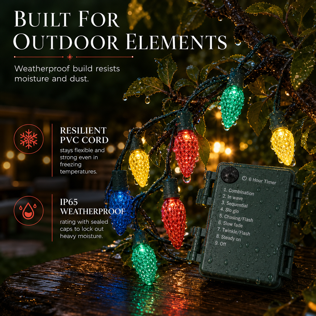 Battery Operated Strawberry String Lights with 8 Lighting Modes for Christmas Halloween Garden Yard Decoration