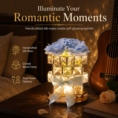Rose Rubik's Cube Bedside Night Light USB Powered Atmosphere Table Lamp for Bedroom Decoration and Birthday Gift